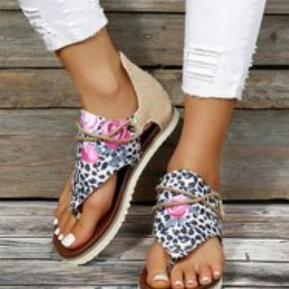 Yasirun Shoes Yasirun Rose White Leopard Print Braid Accent Sandal Poshmark